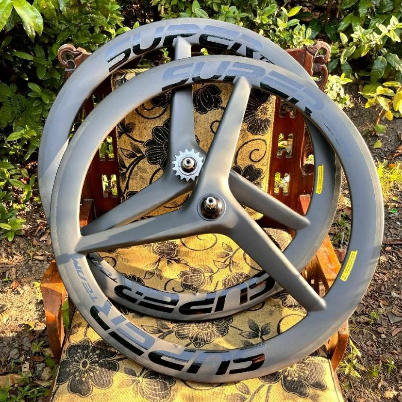 wheelset trispoke carbon superteam 700c sepasang