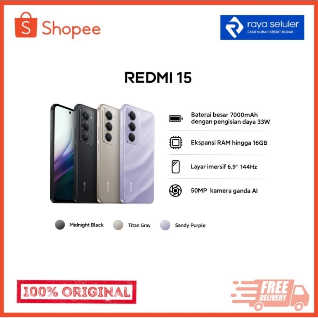 XIAOMI REDMI 15 Ram 8/256 | NFC | Garansi Resmi