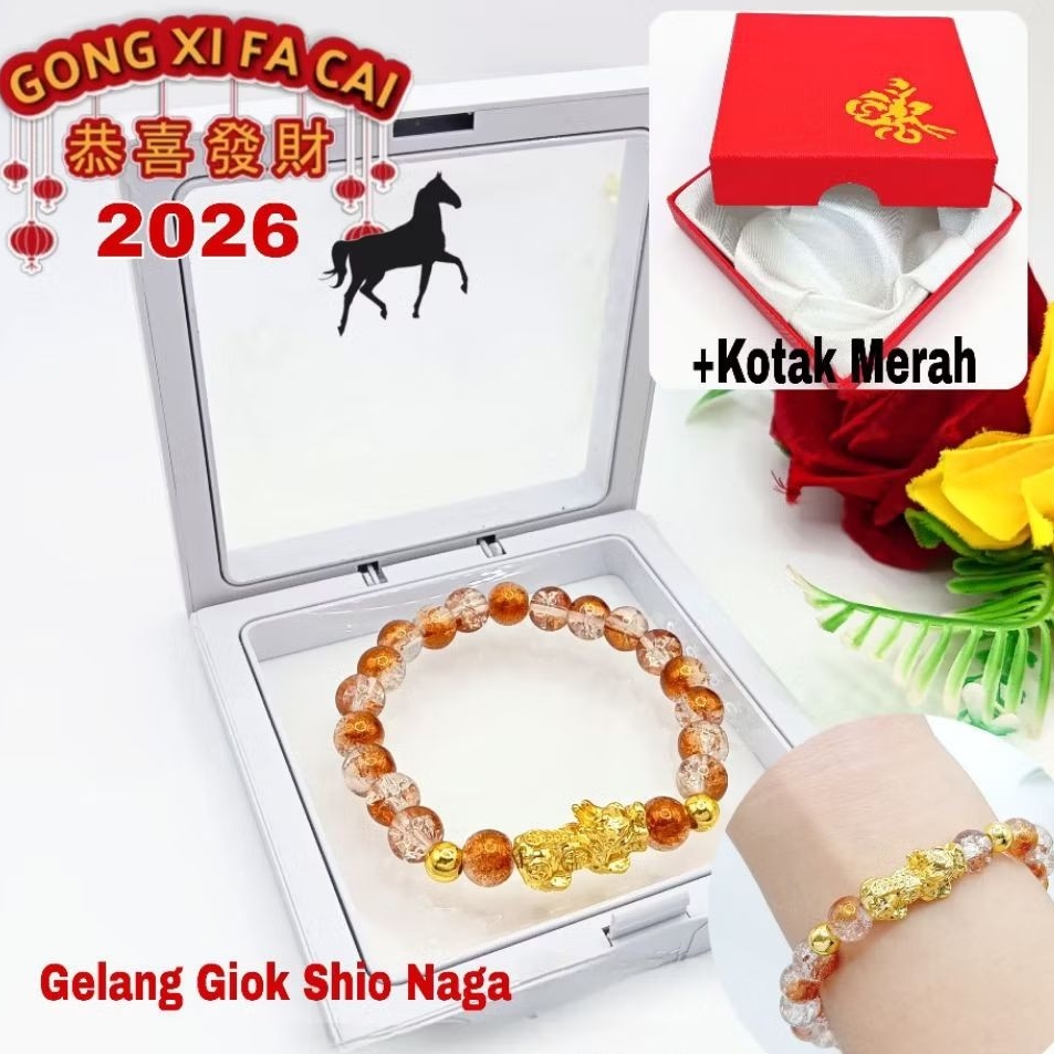 Gelang Giok Sio Naga Wanita Sederhana Dan Elegan + Kotak Merah