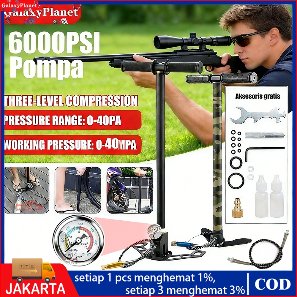 COD pompa pcp gx 4 Stage 6000psi sniper kaki lipat kupu kupu Gauge POMPA PCP 4 Stage