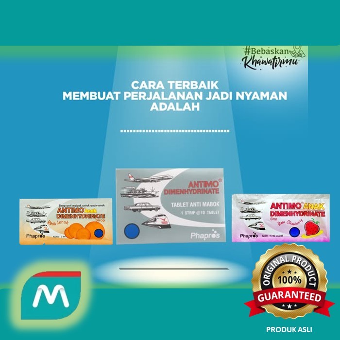 1 PCS ANTIMO TABLET DAN SIRUP DEWASA/ANAK MENGATASI MABUK PERJALANAN (10 TABLET) | ANTIMO ANAK JERUK