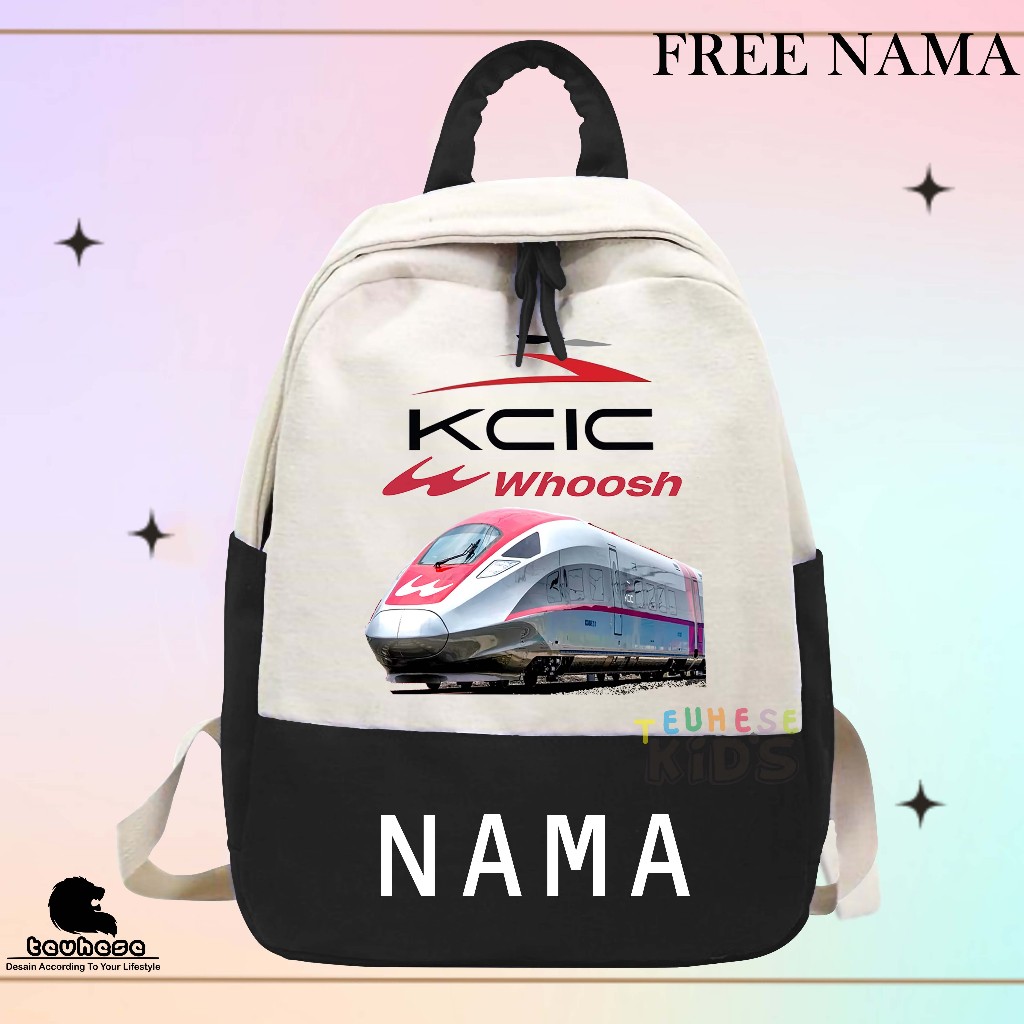 (FREE NAMA) TAS backpack ransel anak sekolah TK sd motif KCIC kereta cepat indonesia china " WHOOSH"