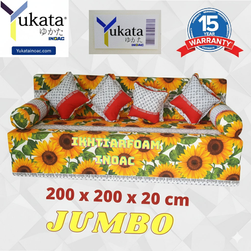 Sofa bed INOAC YUKATA original ukuran JUMBO 200 x 200 x 20 cm king size garansi anti kempes 15 tahun