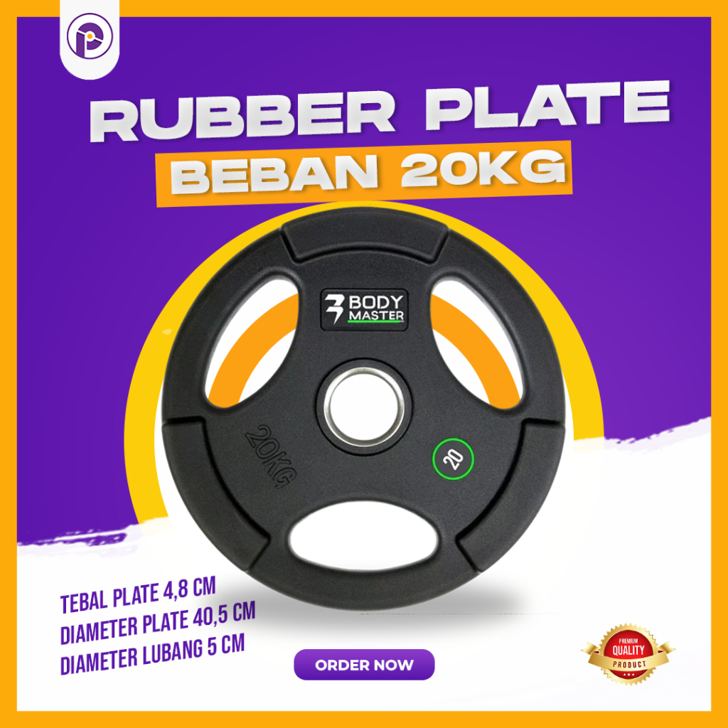 Plate Barbel 20KG Rubber Beban Dumbell Karet Piringan Dambel 20 KG