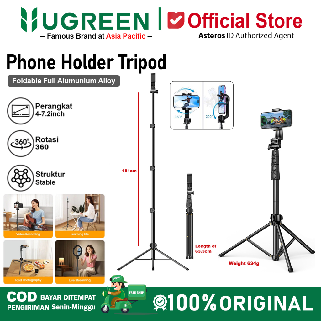 UGREEN Tongsis Tripod Handphone iPad Camera Tripod Stand 170cm 175cm Black