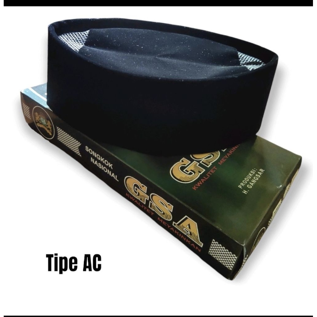 PECI GSA KOPIAH SONGKOK HITAM GSA MOTIF AC NO 3-9 TINGGI 7-10 CM