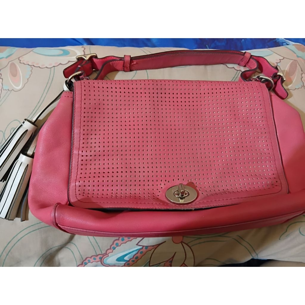 Coach perforated leather legacy romy satchel bag