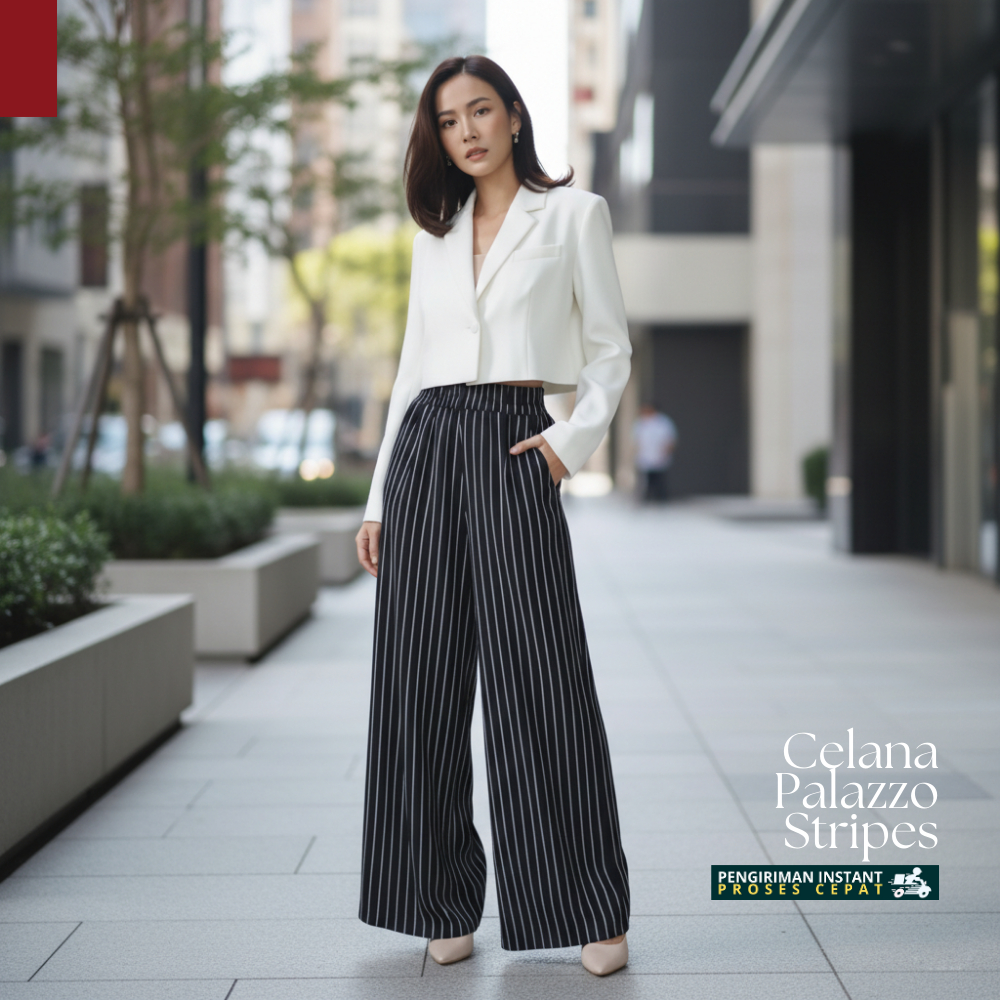 Celana Panjang Wanita Palazzo Stripe Premium Fashion Hoki Jogja