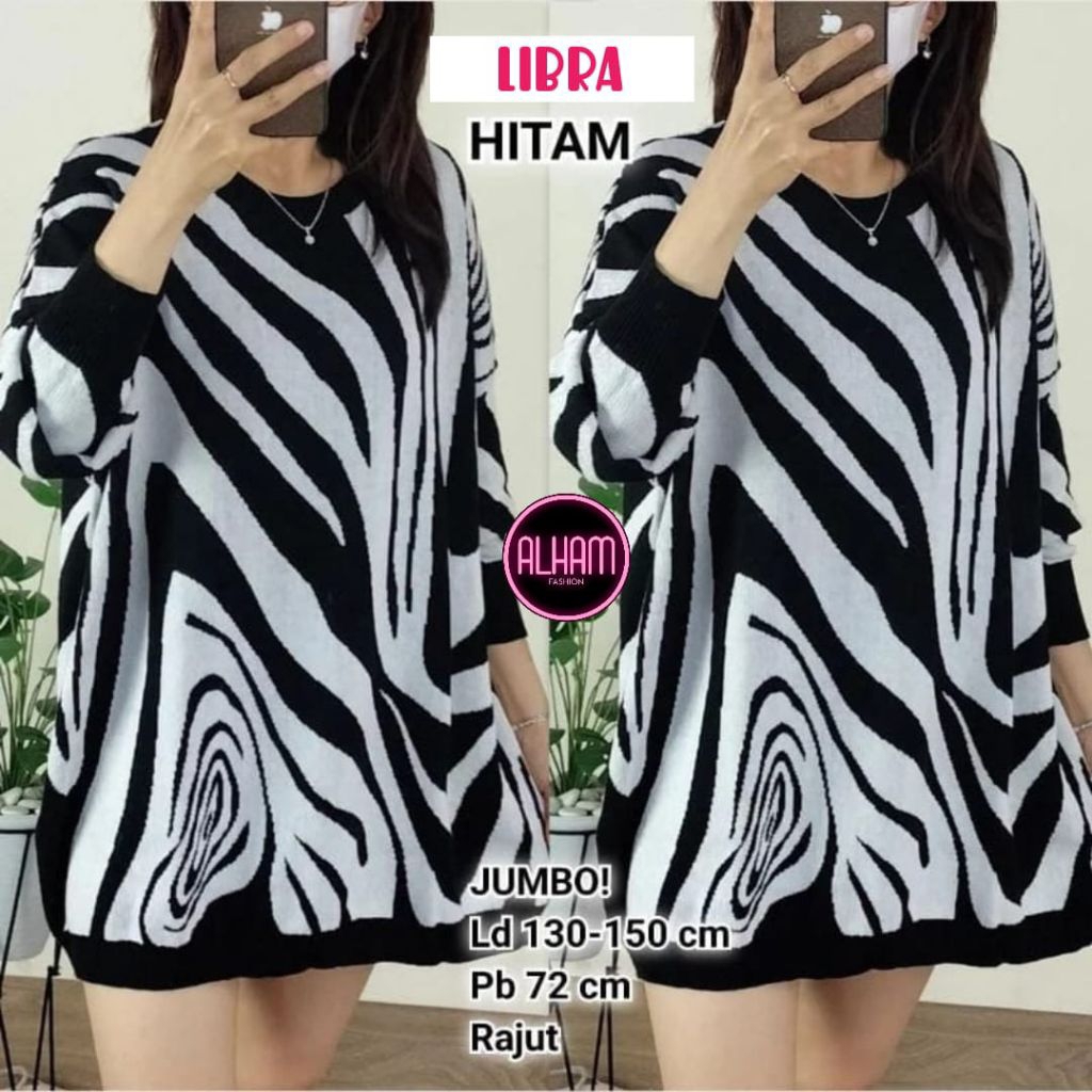 JUMBO LD 130 cm LIBRA KAOS RAJUT BAJU WANITA BY ALHAM