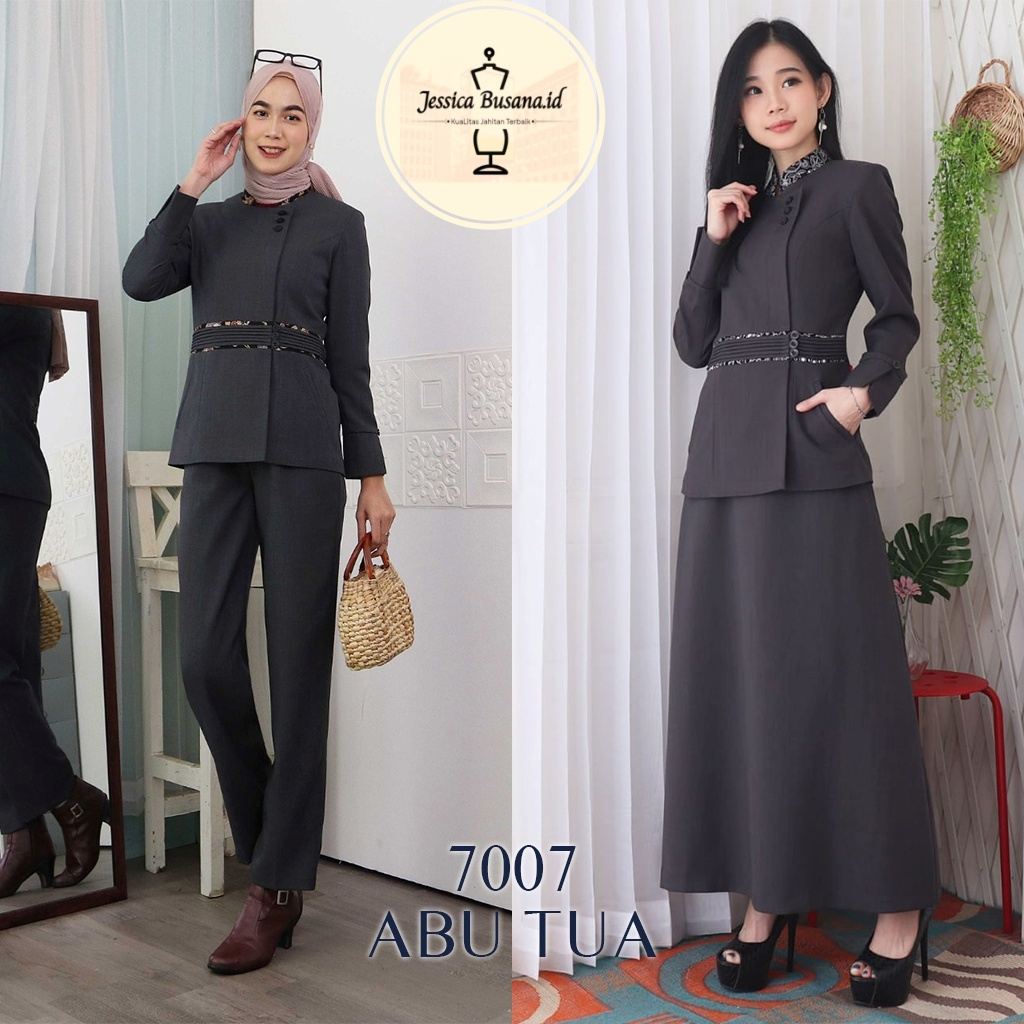 Blazer Seragam Wanita Jas Formal Kerah Mandarin Shanghai Lengan Panjang Kancing Samping dengan Detai