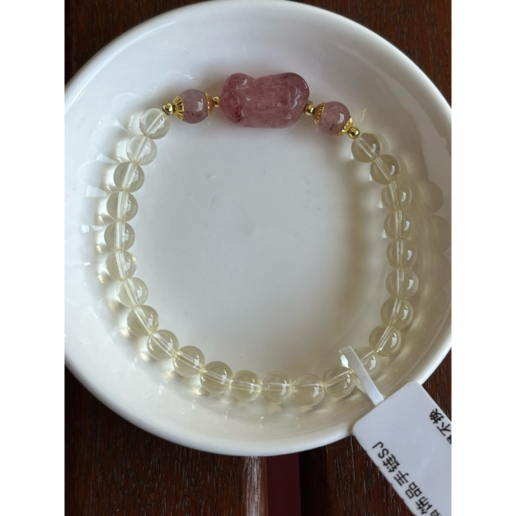 Gelang Citrine 5mm pixiu strawberry quartz15mm