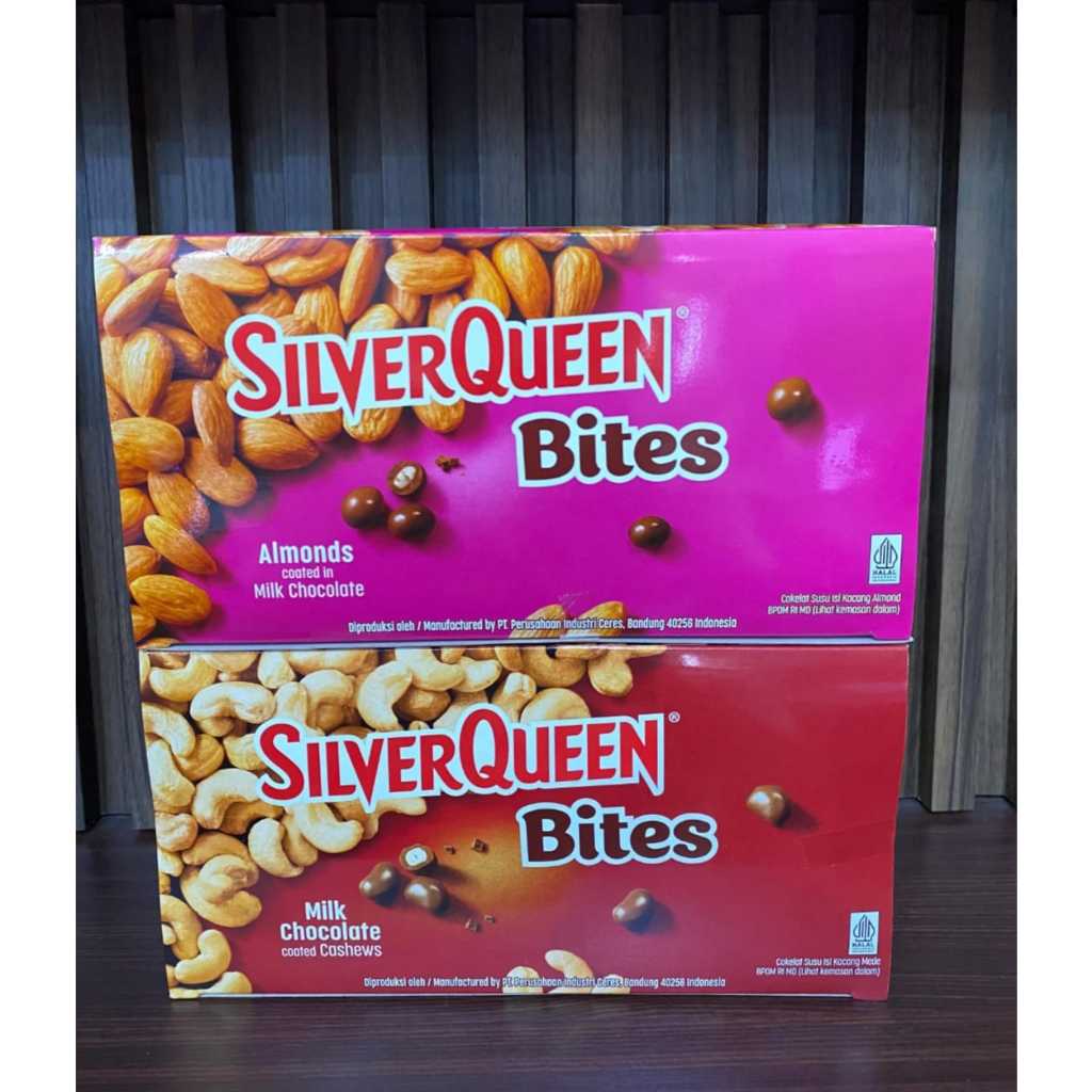 Silverqueen Bites Almond Cashew box isi 30 gr x 12 pcs