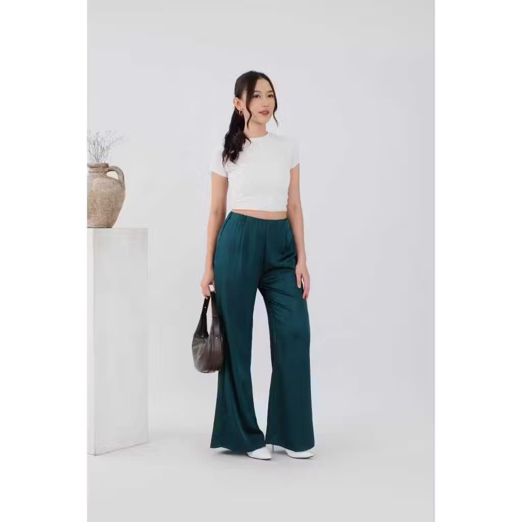 Kulot Satin - Celana Panjang Wanita Korean Style - Satin Pants - Kulot Highwaist Premium