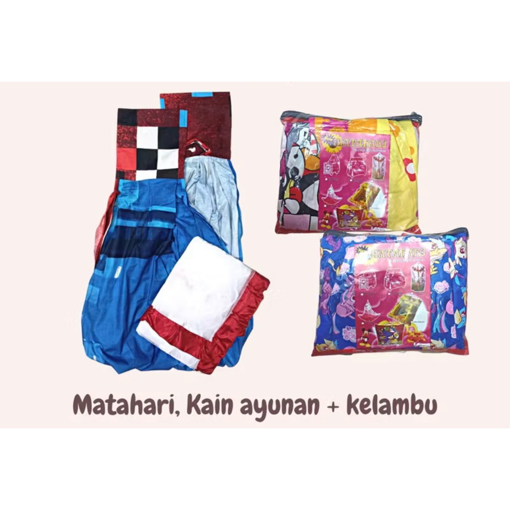(1 Set) Kain Ayunan Bayi Matahari Katun + Kelambu
