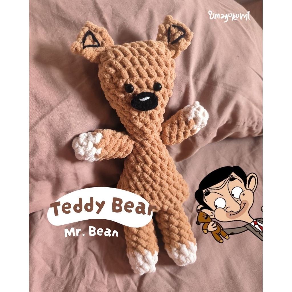 [PRE-ORDER] Umagurumi | Crochet Plushie Teddy Bear Mr. Bean | Boneka Rajut Mr. Bean