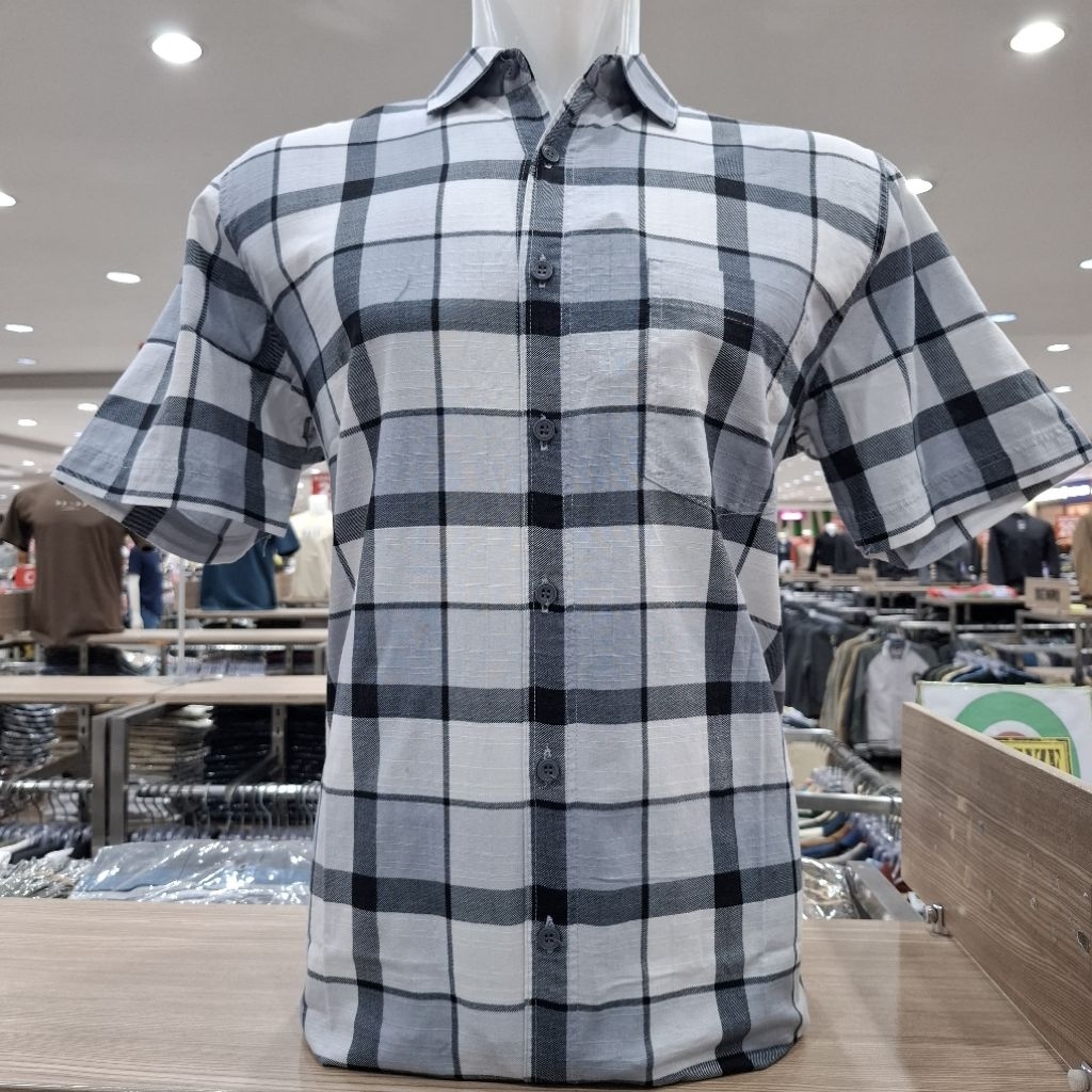 RGB JUMBO RGB kemeja BIGSIZE kemeja KOTAK DAN SALUR lengan pendek ukuran M hingga 4XL