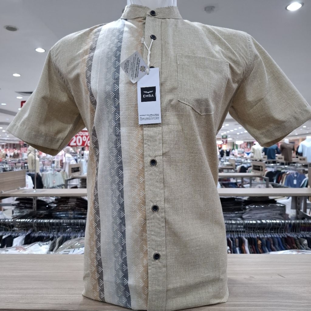 emba kemeja koko lengan pendek bahan katun + poliester