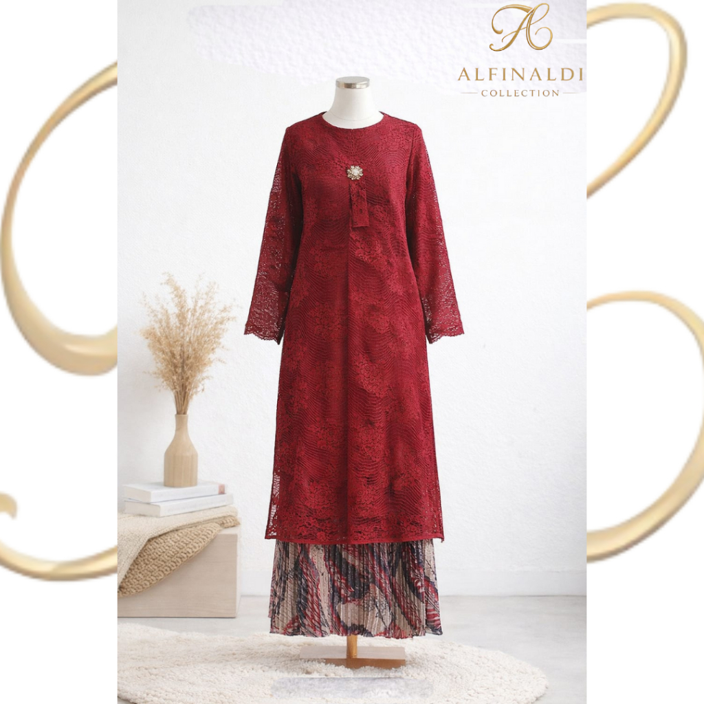 Gamis Dress Brokat Alfinaldi Zahra Elegant