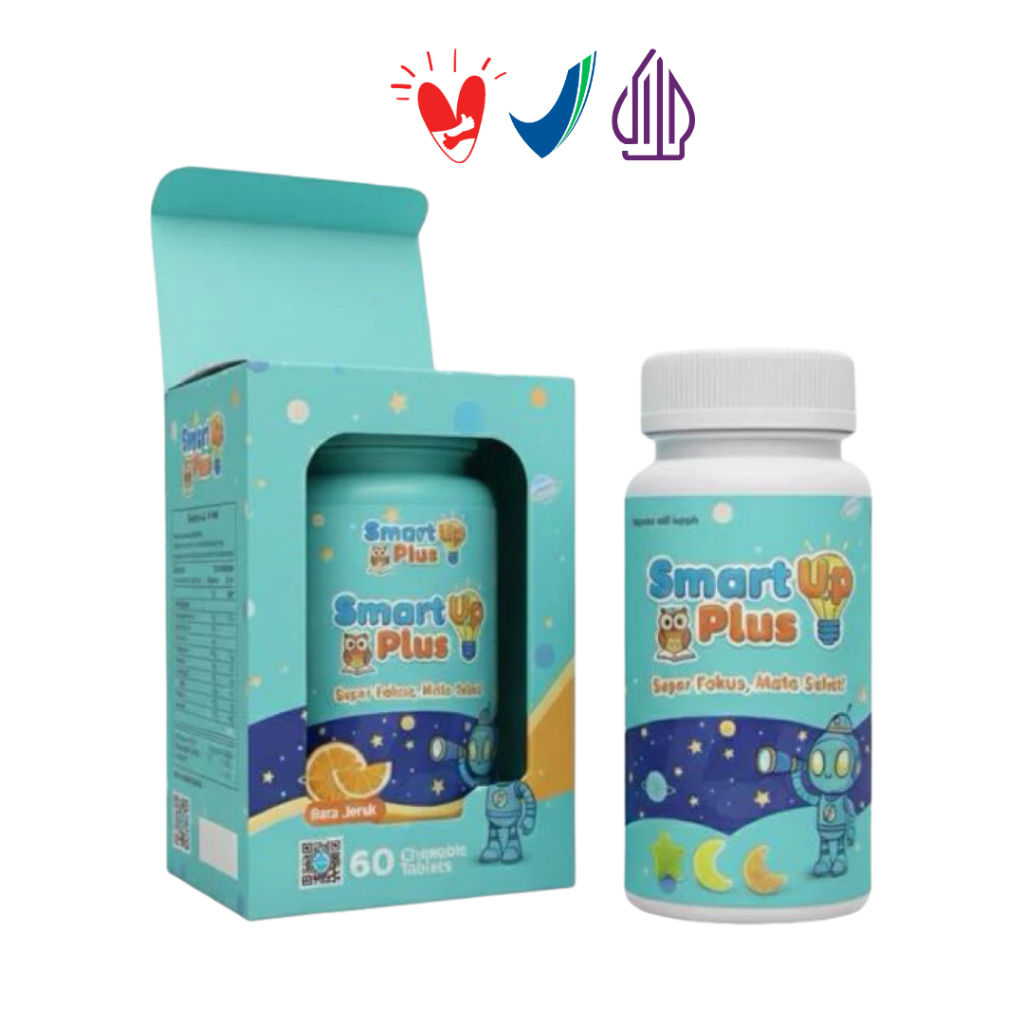 Smartup Plus Vitamin Otak Mata Anak Fokus Tablet Hisap 60 Tablet Stroberi dan Jeruk