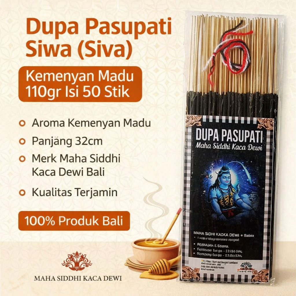 Dupa Pasupati Siwa (Siva) Aroma Kemenyan Madu 110 Gram Isi 50 Stik Asli Bali