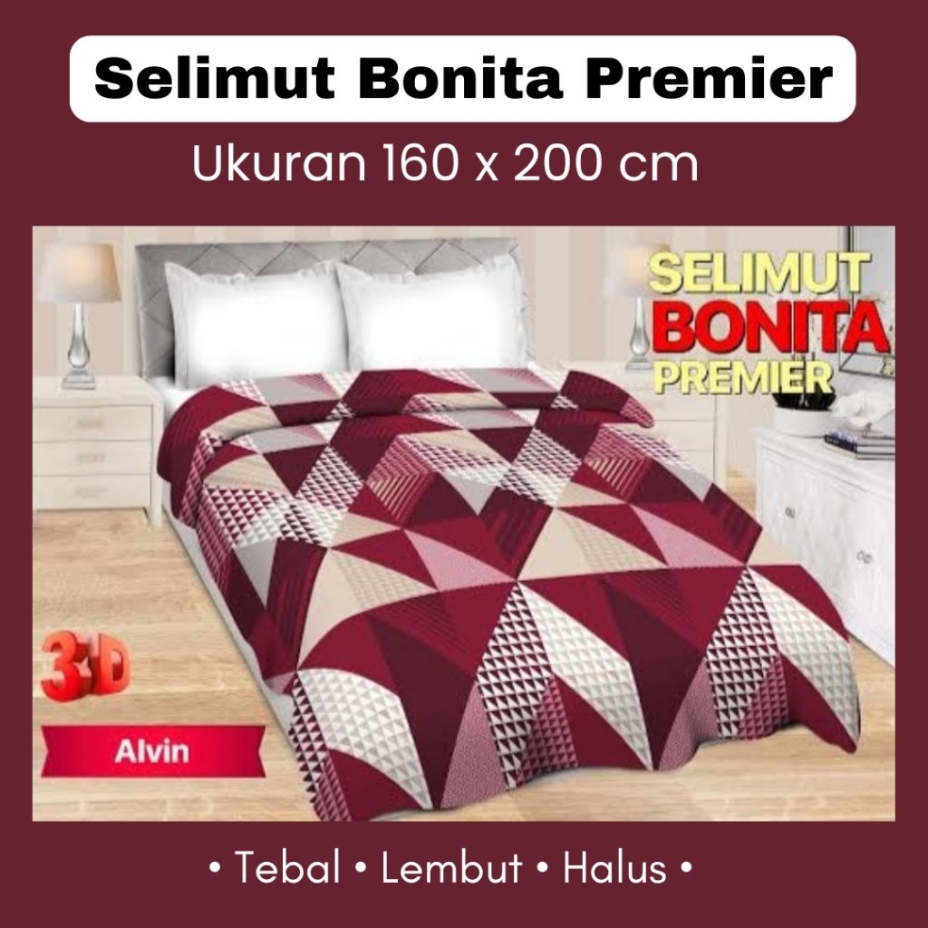 Selimut Bonita Premier Dewasa Tebal 160x200 Hangat Nyaman FREE Tas Packing