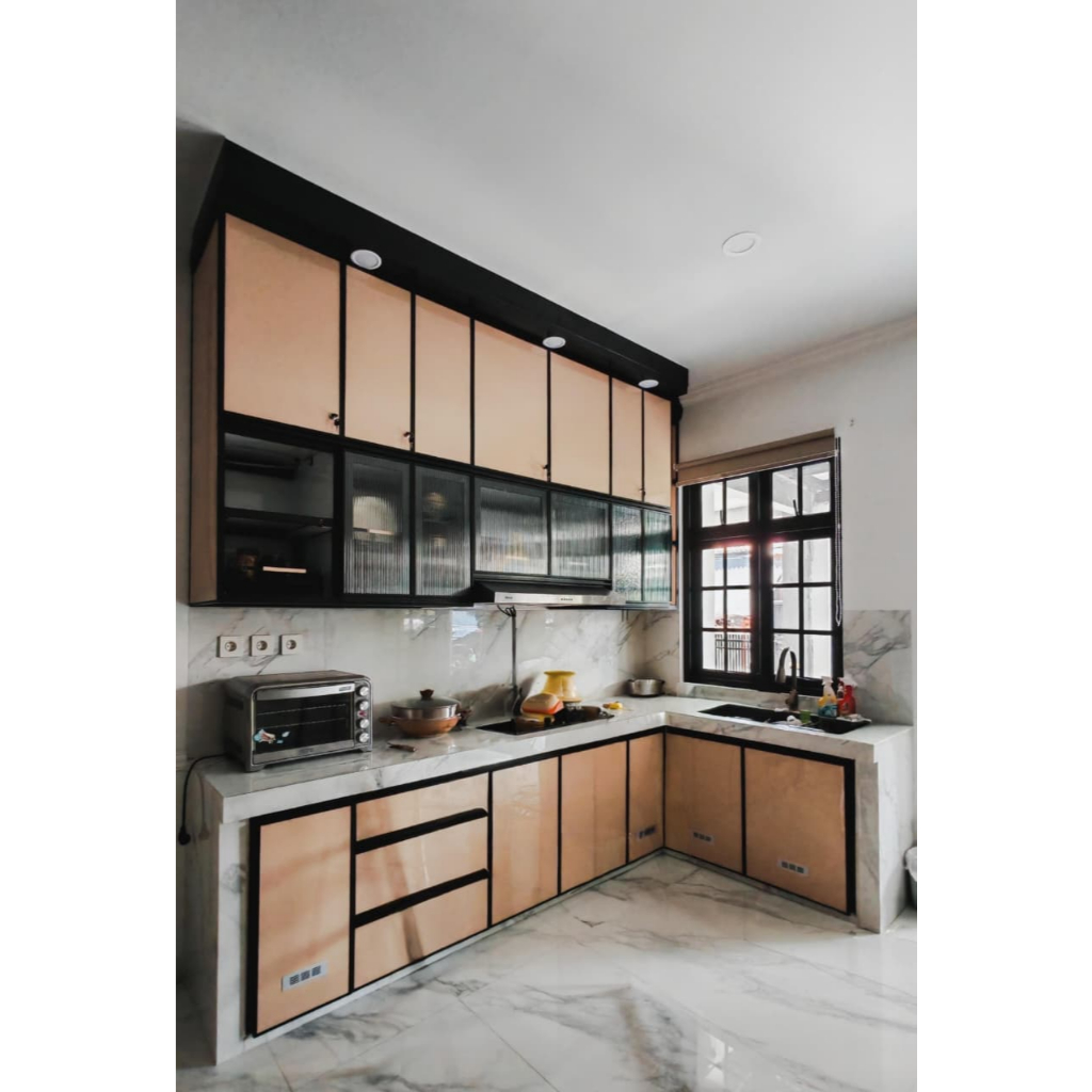Kitchen Set Aluminium Modern Minimalis | Atas & Bawah Dapur, Tahan Air Anti Rayap Multifungsi Elegan