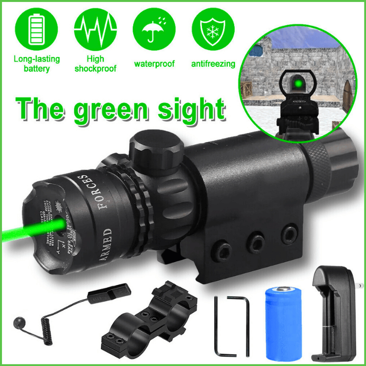 ORI TaffLED Laser Senapan Kekeran Warna Hijau Merah Charger + Batre Dot Scope Mount set lengkap