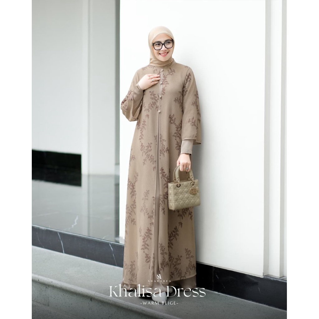 Khalisa Dress by Shararea | Gamis 2in1 Look Semi Inner Outer Lebaran Kondangan Formal Bordir Brokat