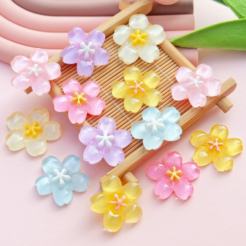 Stiker Dekorasi Sakura Transparan 5 Kelopak untuk Motor Listrik & Sepeda Hiasan Bunga Lembut Elegan 