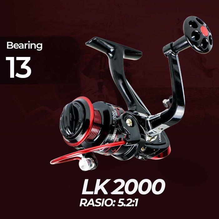 LK2000 Reel Rill Alat Pancing Ikan Laut Sungai Murah Metal Kuat 13 Bearing