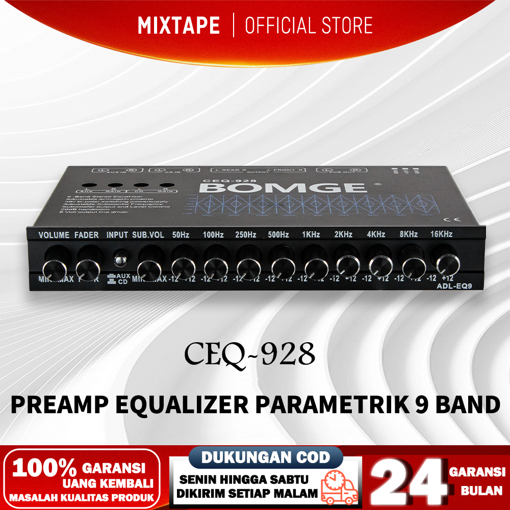 Preamp Equalizer Parametrik 9 Band Karaoke Mobil, Pengaturan Frekuensi 9 Segmen Presisi Boost Suara 