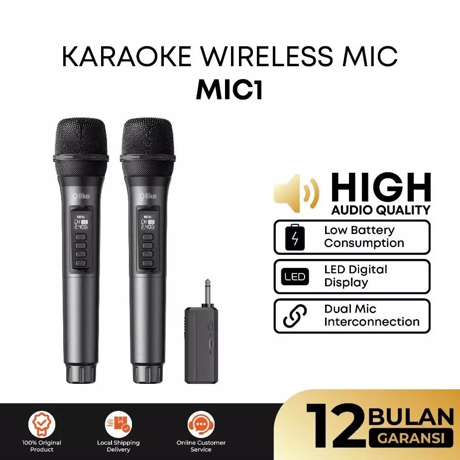 Olike Mic Wireless Portable MIC1 Wireless MIcrophone Natural Sound Dual Mic Interconnection