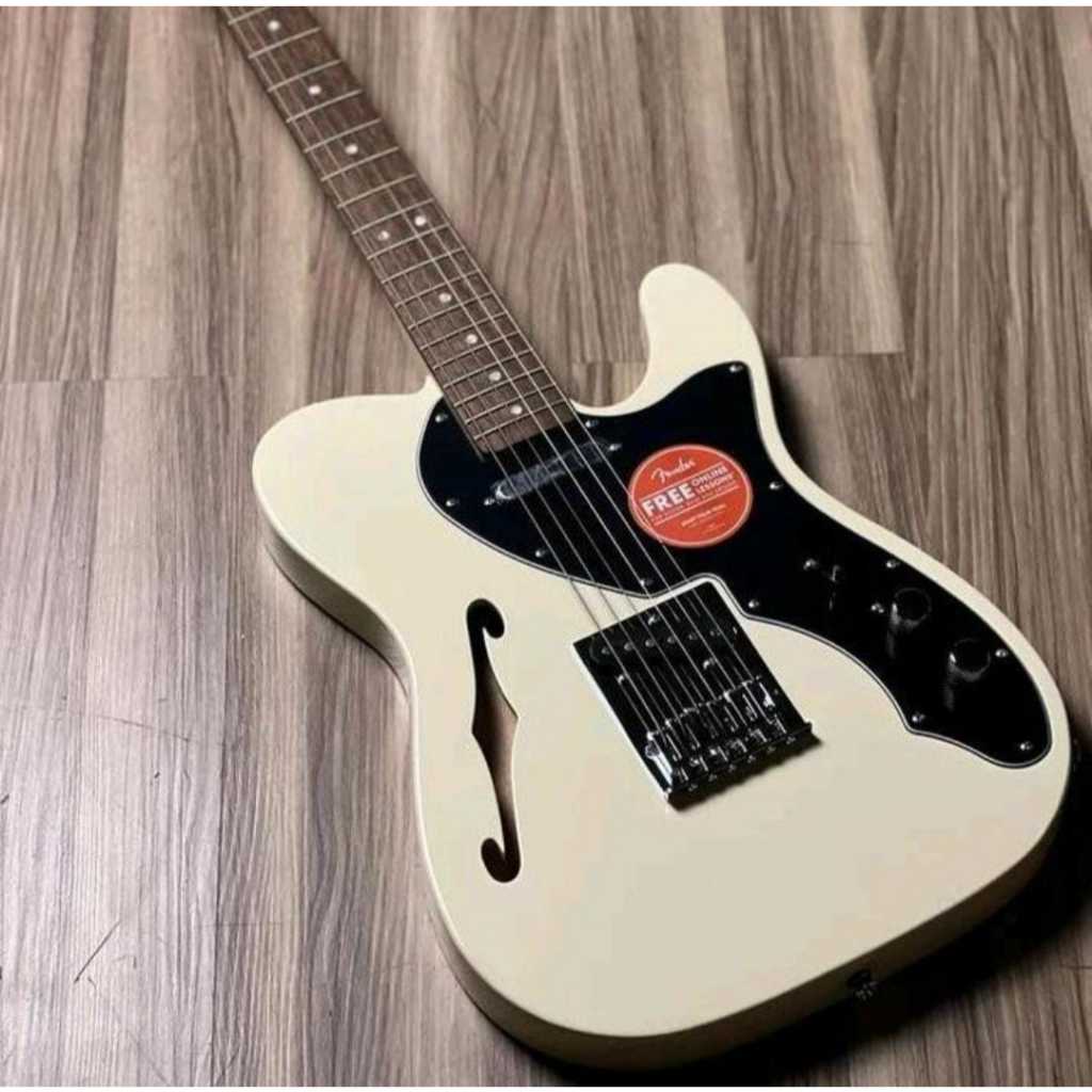Squier Affinity Series Telecaster Thinline with Laurel FB Olympic White Elektrik Guitar