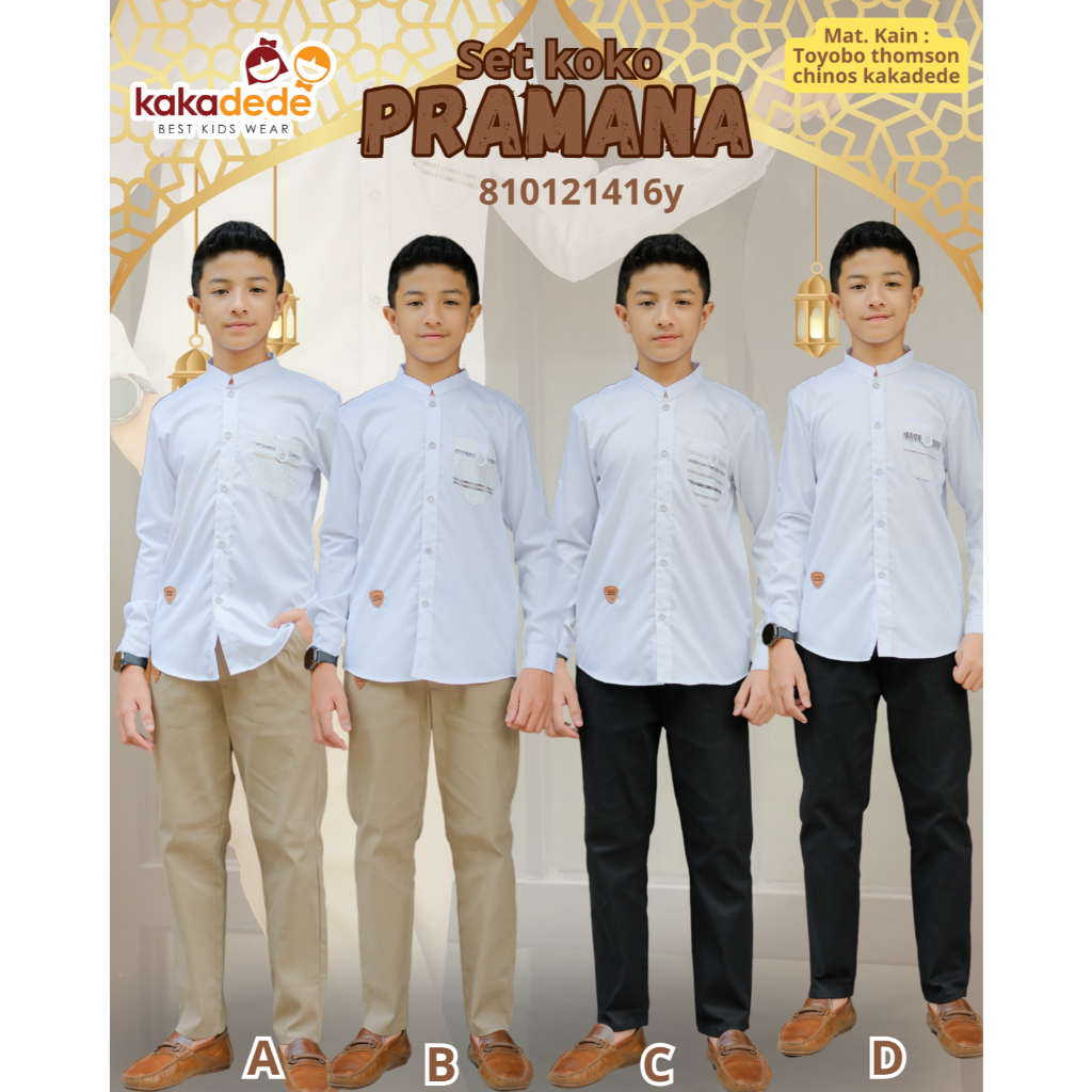 Setelan Koko Pramana Anak Laki-Laki 6-14 Tahun | Baju Koko + Celana Chinos | Koko Remaja by Kakadede
