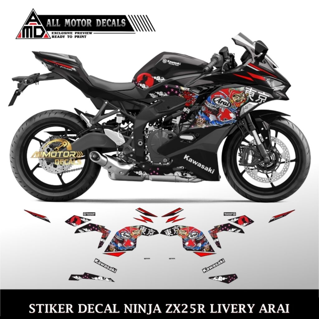 Decal Striping Zx25R Livery Arai / Sticker Ninja ZX-25R / Aksesoris Stiker Motor Kawasaki Ninja Zx25