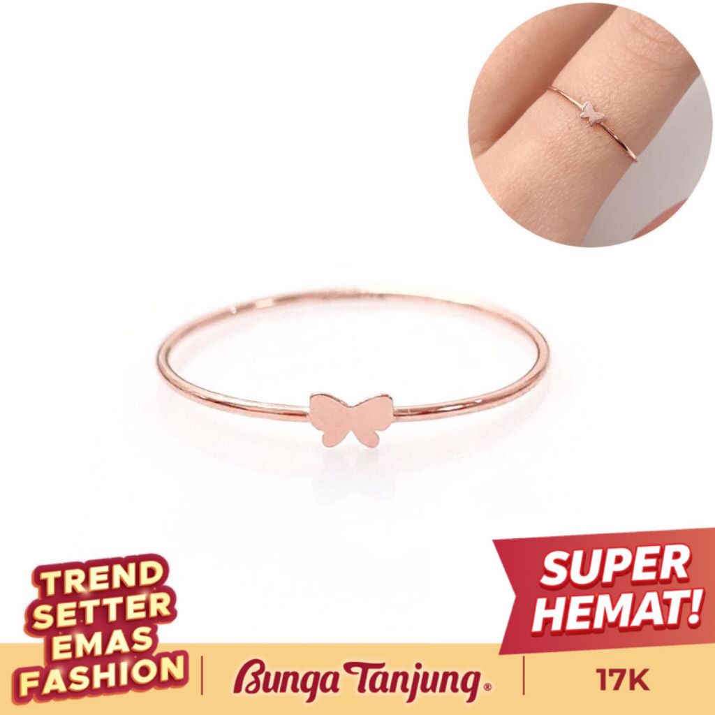 Cincin Dainty Arsya Kupu Kupu - Emas 17K - Bunga Tanjung