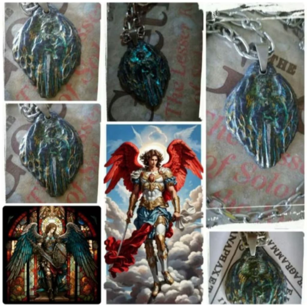 Kalung Talisman Pentakel Liontin Pedant Pria Wanita Batu Akik Original Menyala Archangel Michael Mik