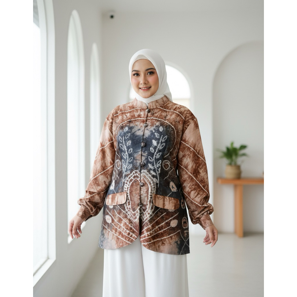 ATASAN BLOUSE KEMEJA WANITA MOTIF SASIRANGAN 0092