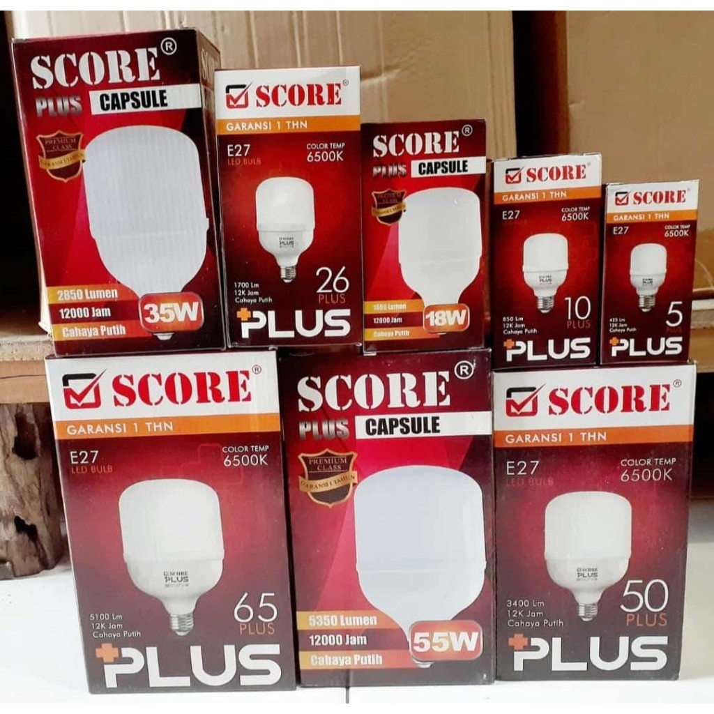 LAMPU LED SCORE PLUS 5/10/18/26/35/50/55/60 WATT SUPER TERANG/ LAMPU CAPSUL SCORE