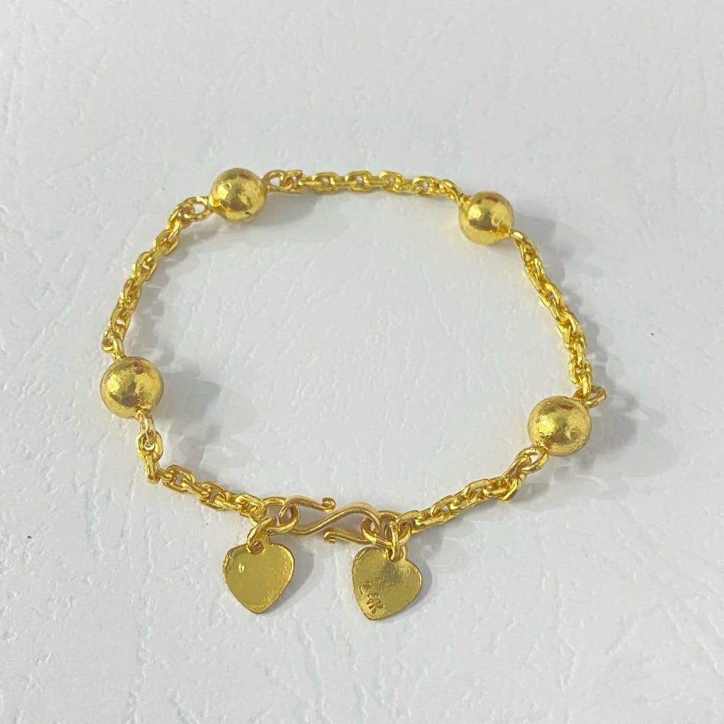 Gelang Rantai bola lapis kristal mirip emas 24k
