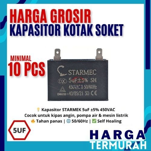 GROSIR KAPASITOR KOTAK SOKET 5uf | KAPASITOR FAN | KAPASITOR POMPA | KAPASITOR 5 UF - ARKEMA