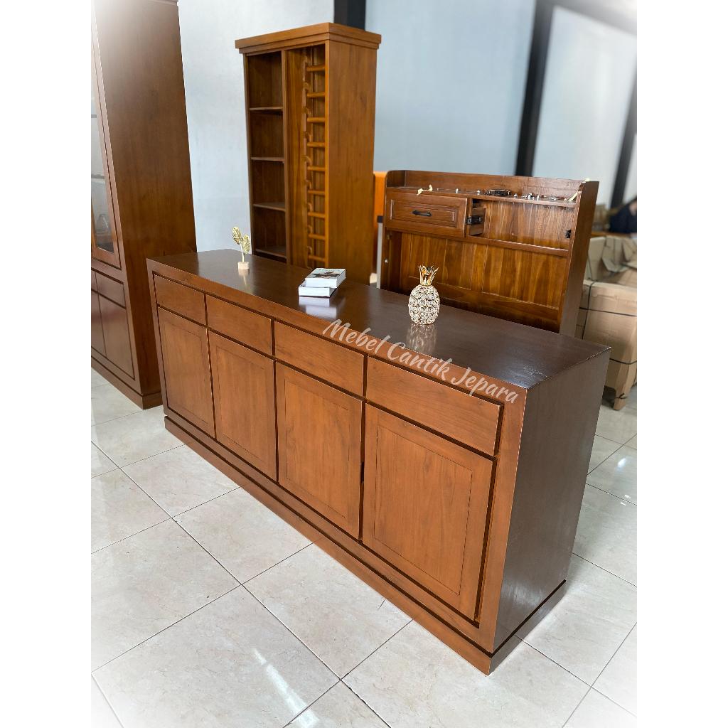 Bufet Tv Simple Ukuran 2 Meter/Meja Tv Bahan Kayu Jati Jepara