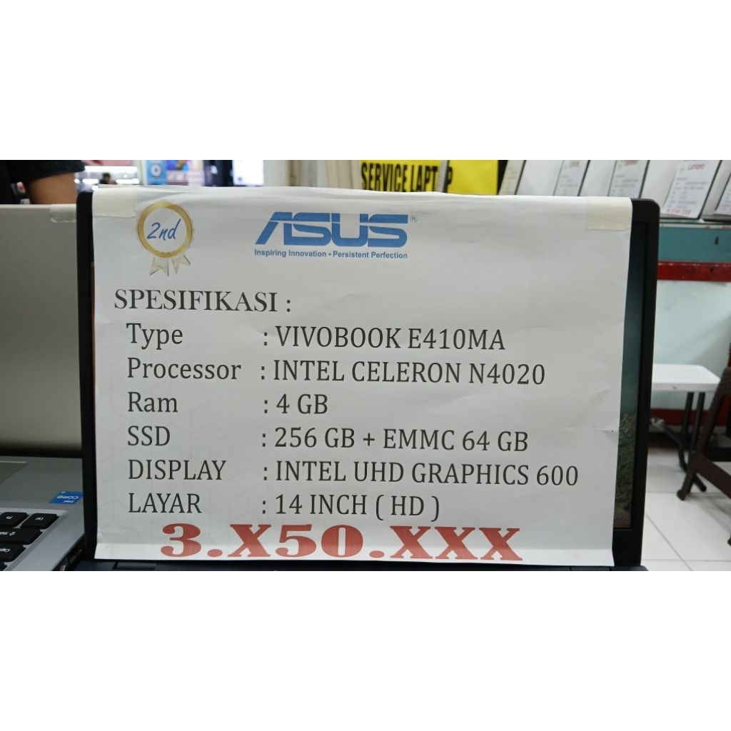 [PROMO RAMADHAN] ASUS VIVOBOOK E410MA INTEL CELERON N4020 RAM 4GB SSD 256GB + EMMC 64GB