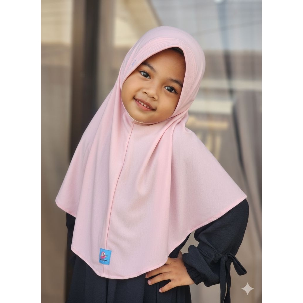 ELMEYRA Jilbab instan Antem anak bahan kaos, size S untuk anak TK