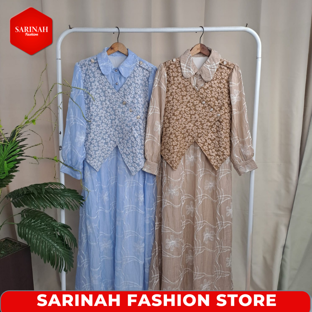 Gamis Long Tunik Wanita Muslimah Lengan Panjang Model Rompi