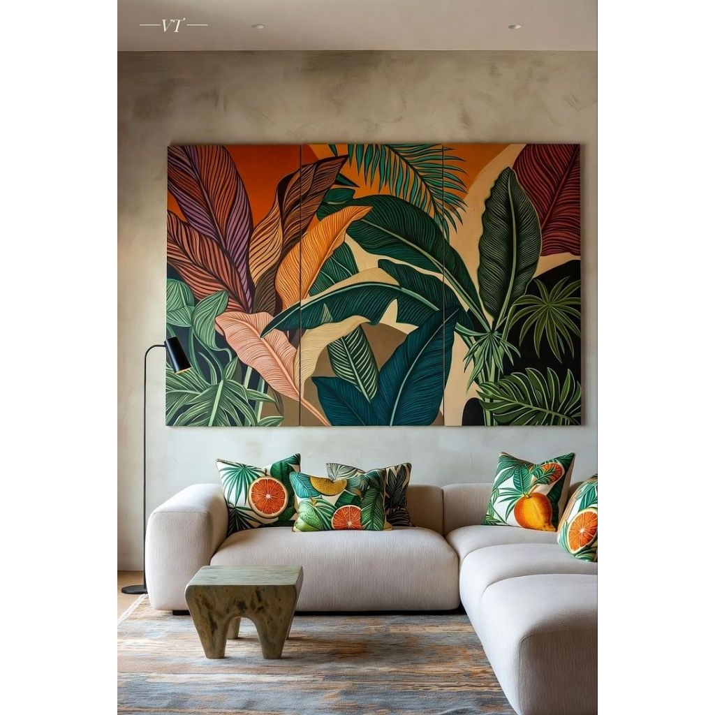 Lukisan Dinding Daun Aesthetic Modern