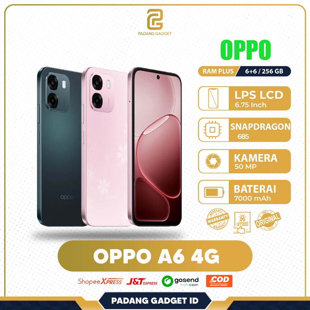 Oppo A6 4G NFC 6/128 & 6/256 GB Handphone Kamera 50 Mp Batrai Besar 7000 MAH GARANSI RESMI