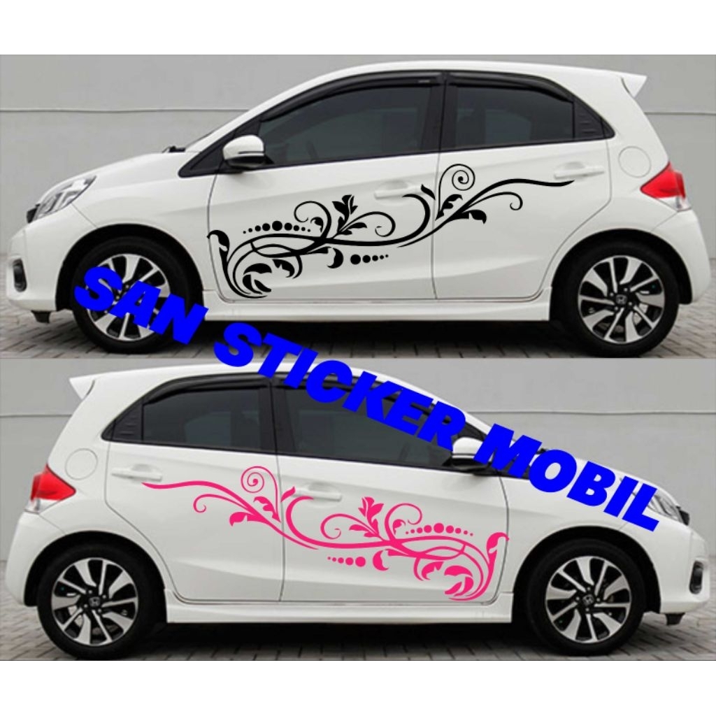 2156 cutting sticker mobil Brio 2016 motif bunga cantik