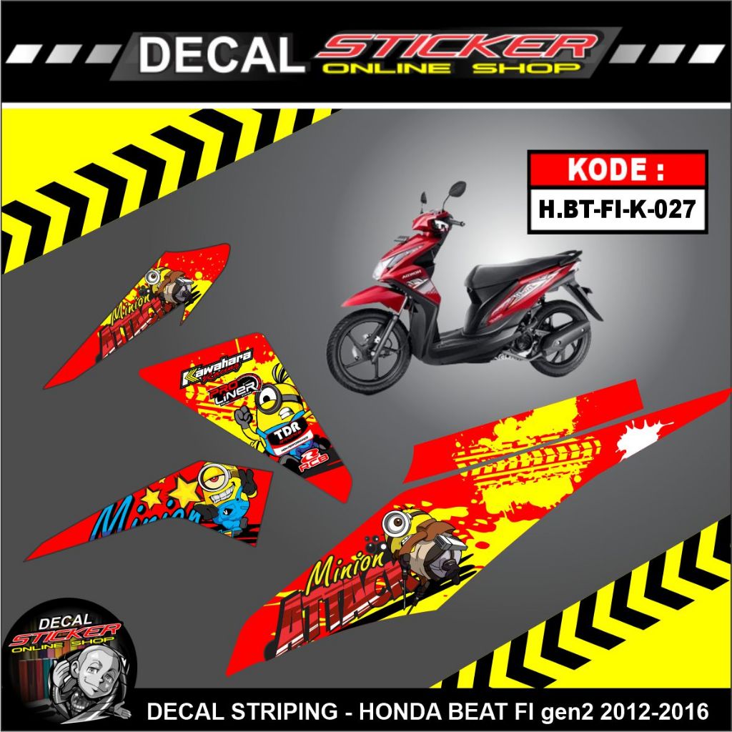 STRIPING MOTOR HONDA BEAT GEN 2 FI 2012-2016 DECAL STIKER KEREN KARAKTER NARUTO DORAEMON, SUPER MARI