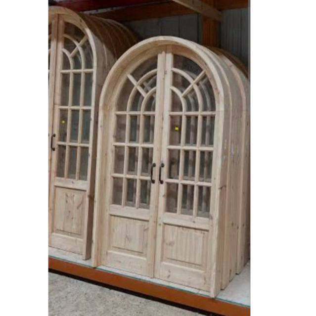 pintu kuputarung lengkung kaca plus kusen jati mahoni